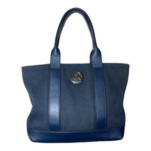 Michael Kors Fulton Canvas Blue Tote Purse